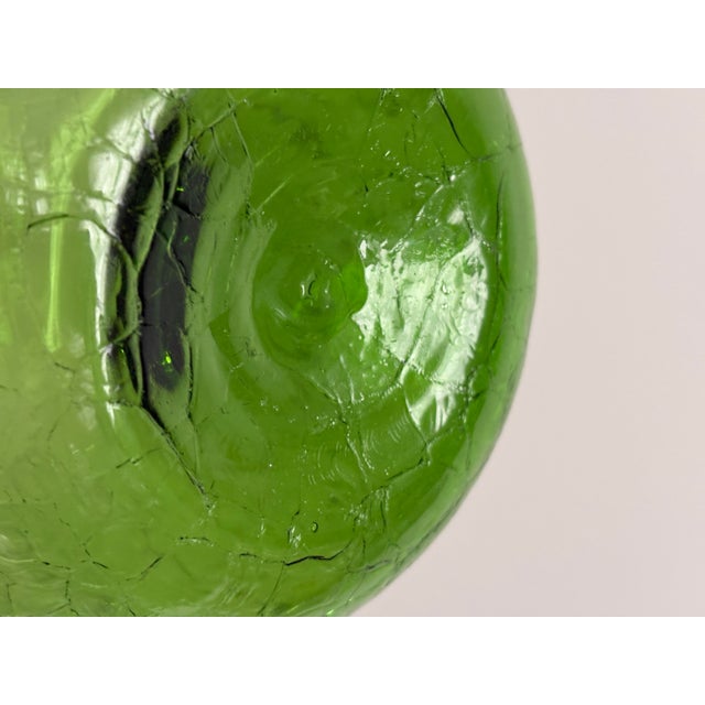 Vintage Blenko 657m Crackle Glass Decanter by Joel Philip Myers - Large Green Art Glass For Sale - Image 9 of 10
