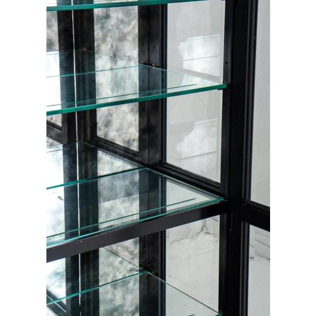 Chinoiserie Display Cabinet / Hand Gilt Black Lacquered Wood Vitrine For Sale - Image 10 of 13