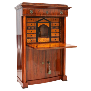 Antique Biedermeier Nutwood Secretary, 1825