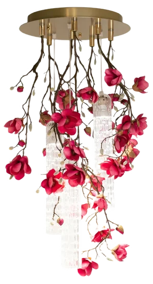 Small Round Flower Power Fuchsia Magnolia Chandelier from VGnewtrend, Italy
