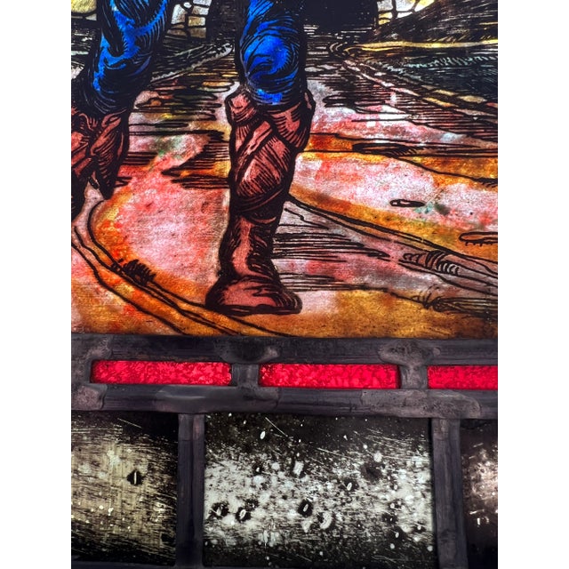 1920s -30'sStained Glass Work of Art Featuring a Fiddler For Sale In Los Angeles - Image 6 of 12