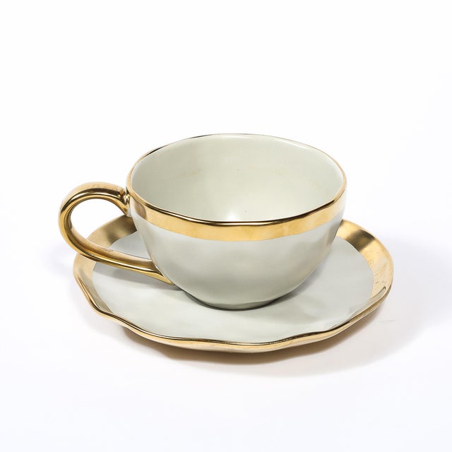 Modernist Porcelain W/Gilt Accents Tea/Coffee Service for 8 by Tania Bulhões For Sale - Image 11 of 18
