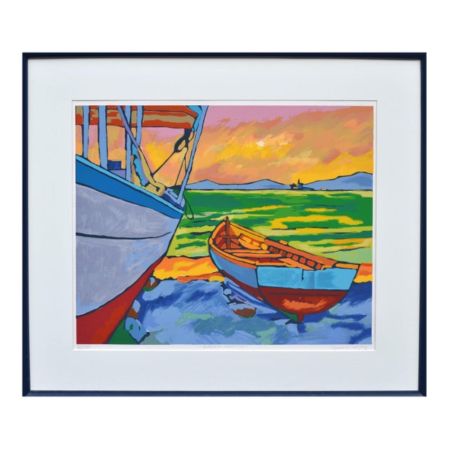 Poezia Marina, Spain - Fauvist Landscape - Limited Edition Screenprint #12/150 by Guido Lopez For Sale