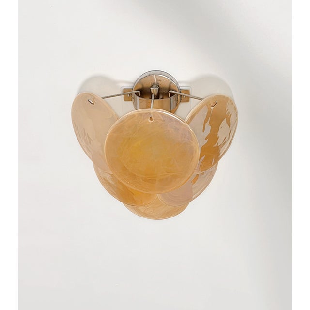 1990s Glass Wall Sconces with Six Alabaster Gold Disks, 1990s, Set of 2 For Sale - Image 5 of 16