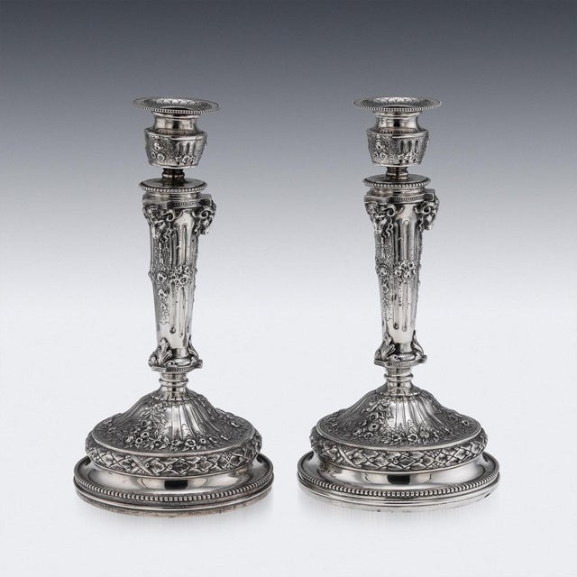 Antique 19th Century German Silver Candlesticks, Hanau, 1870s, Set of 2 For Sale - Image 6 of 18