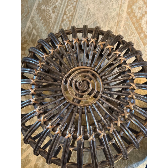 1970s 1970s Sculptural Organic Modern Rattan Ottoman, Mid-Century Era For Sale - Image 5 of 9