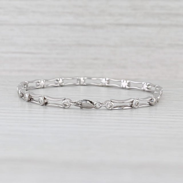 0.48ctw Diamond Bar Link Bracelet 14k White Gold 7" 3.5mm For Sale In Greensboro - Image 6 of 8