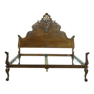 Ralph Lauren King Size Ball & Claw Walnut Bed For Sale