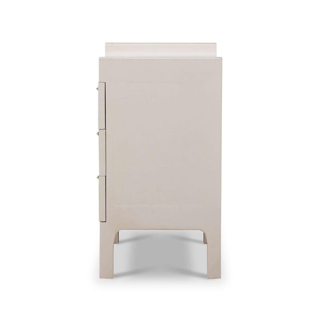 Mid-Century Modern Small Linen Wrapped Modern Scandinavian Nightstand For Sale - Image 3 of 6