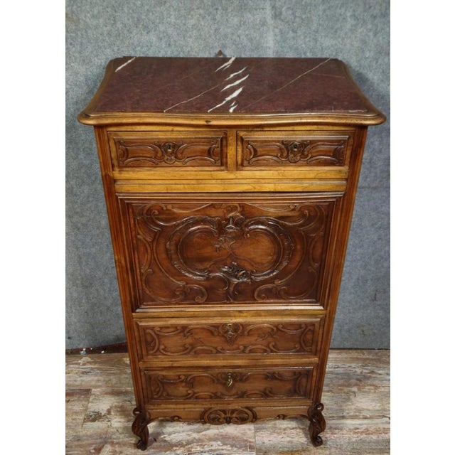 Brown Antique Secretaire in Walnut, 1800s For Sale - Image 8 of 15