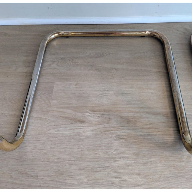 1980s Rattan and Brass Cantilever Chairs - A Pair by Cramco For Sale - Image 13 of 17