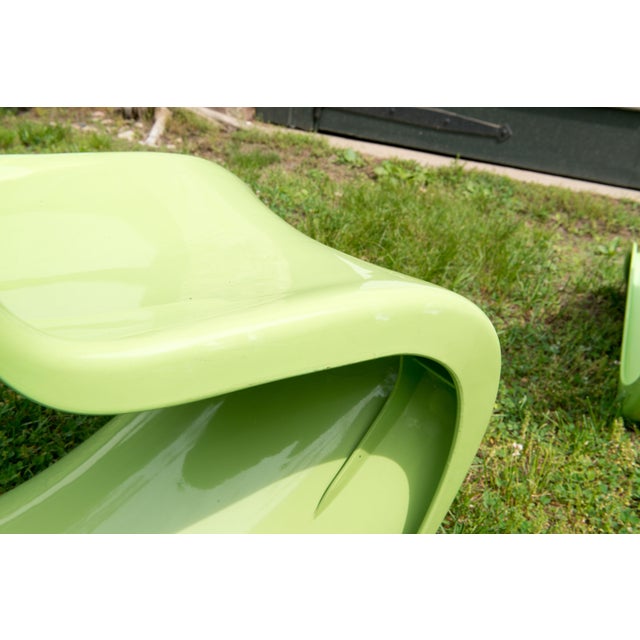 Panton Classic Chairs in Lime Green - A Pair For Sale - Image 10 of 13