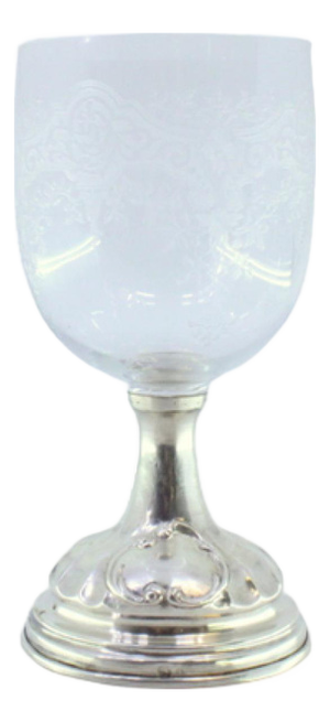 Acid Etched Glass Cup with Gummed Silver Base