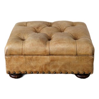 Vintage Ralph Lauren Leather Writer's Ottoman For Sale