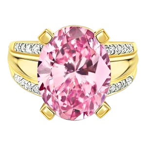 Vintage 9.50 Carat Oval Cut Pink Kunzite with Diamond Side Stone Cocktail Ring i, Size 8.25