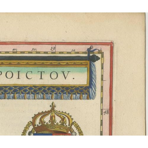 Copper Antique Blaeu Map of Poitou, 1642 For Sale - Image 8 of 12