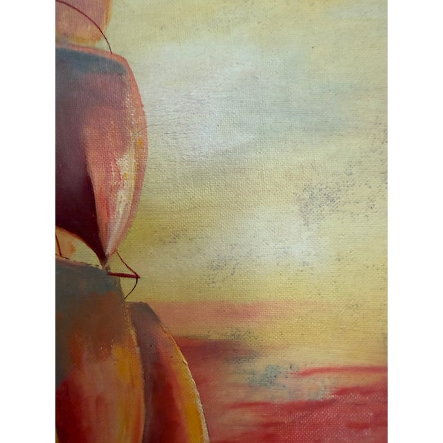 Nautical Original Vintage Oil Painting by Klekner (1962) – Tall Ship at Sunset, Seascape For Sale - Image 3 of 8