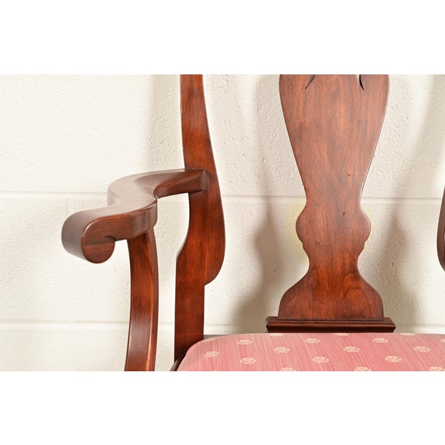 Henkel Harris Queen Anne Solid Cherry Wood Dining Chairs, Set of Eight For Sale - Image 9 of 14