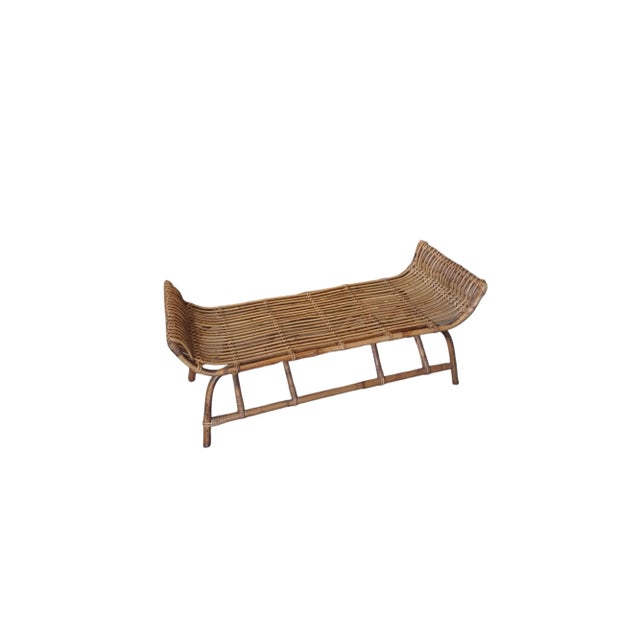 Vintage midcentury rattan bench.