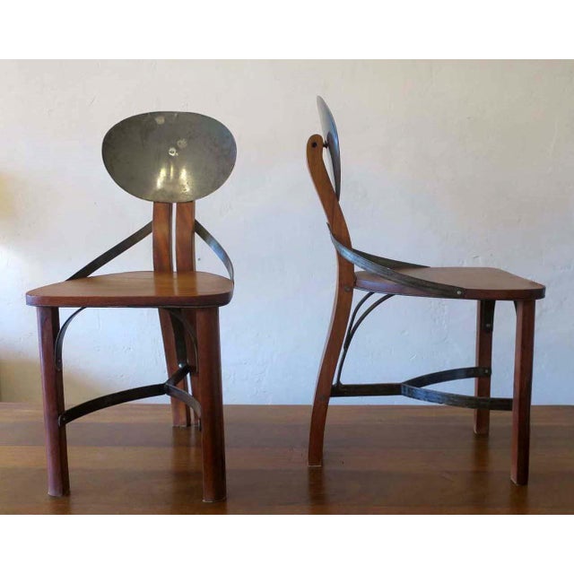 Mid-Century Brutalist Teak and Patinated Steel Dining Table & Chairs, Set of 7 For Sale - Image 13 of 18