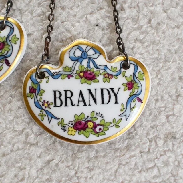 Coalport Porcelain Set of 3 Antique Hand Painted Bone China Liquor Bottle Tags by Coalport England For Sale - Image 4 of 5