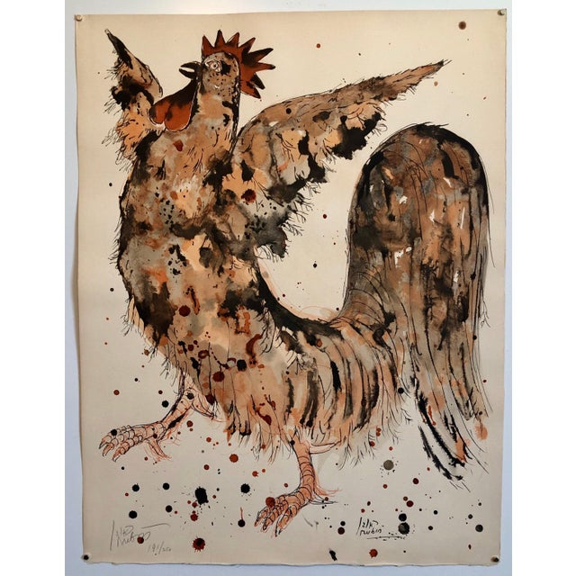 Printmaking Materials Reuven Rubin, Modern Israeli Lithograph Reuven Rubin Views Of Israel Judaica Crowing Rooster, 1960 For Sale - Image 7 of 7