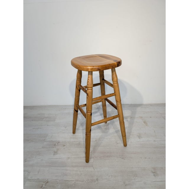 Vintage Bar Stool in Pine, 1960s For Sale - Image 9 of 14
