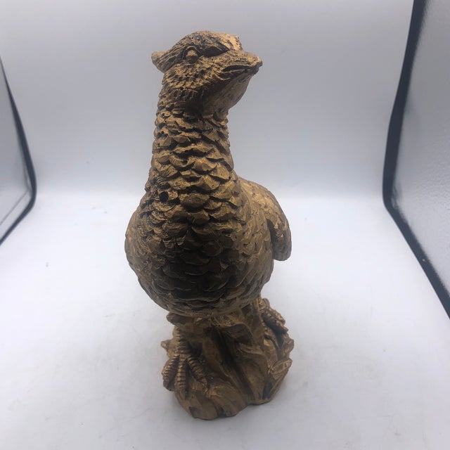 Beautiful gold leaf syroco sculpture of an elegant bird would be great in a Palm Beach or Hollywood Regency style interior.