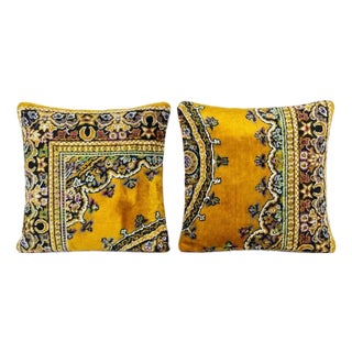 Folk Velvet Pillow Cover 19'' X 19'' - Set of Two For Sale