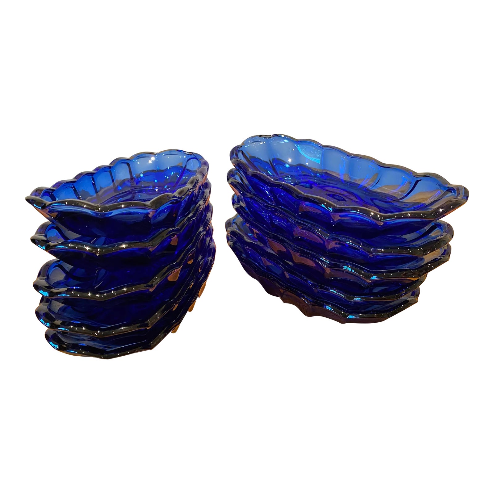 Vintage Mid 20th Century Anchor Hocking Cobalt Blue Banana Split