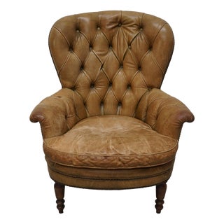 Vintage Dutch Club Chair in Cognac Colored Leather For Sale