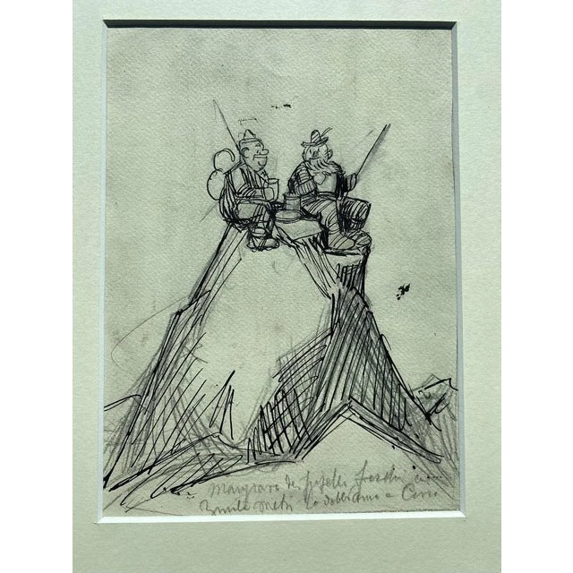 Pic nic on mountains top is an original drawing in pen and pencil on paper realized in 1908 ca. by Gabriele Galantara...