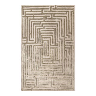 Anatolia Hand-Tufted Maze Rug, Wheat Tan, 4x6 For Sale