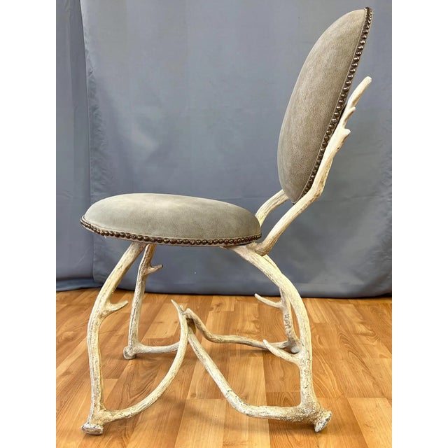 Cream Set of 4 Vintage Arthur Court Faux-Antler Dining Chairs – Cast Aluminum For Sale - Image 8 of 9