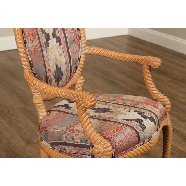 Late 20th Century Italian Pair of Roped Carved Armchairs For Sale - Image 5 of 12