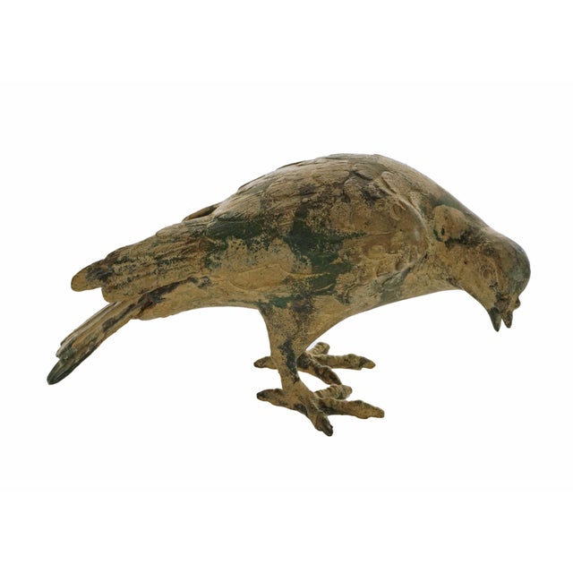 Coffee Vintage Japanese Cast Iron Pigeon Pair: Life-Size Bird Figures For Sale - Image 8 of 8