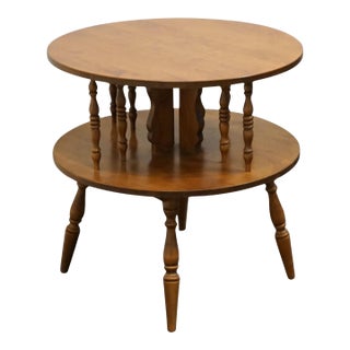 Tell City Solid Hard Rock Maple Colonial Early American 26" Round Drum Accent End Table - Andover Finish For Sale