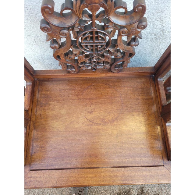 Brown Set of Carved Wood Armchairs, China, Early 20th Century For Sale - Image 8 of 17