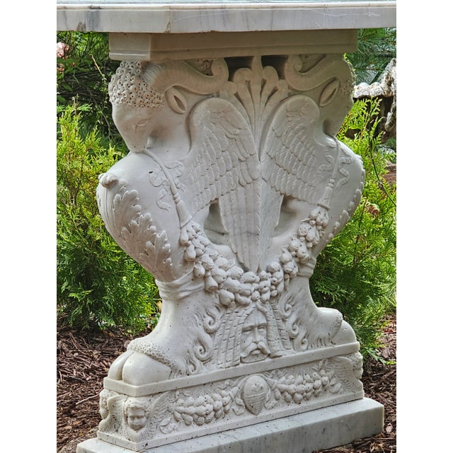 Early 20th Century Early 20th Century Antique Carved Marble Garden or Center Table For Sale - Image 5 of 12
