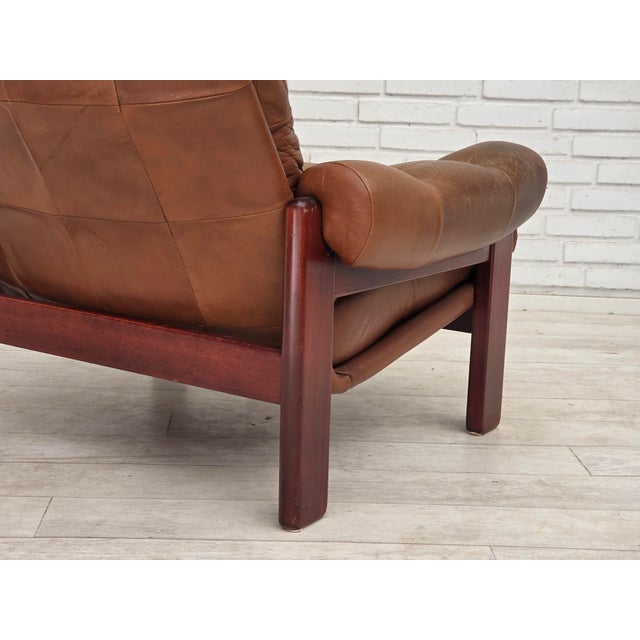 Set of Swedish Lounge Chair and Ottoman in Leather, 1970s For Sale - Image 11 of 18