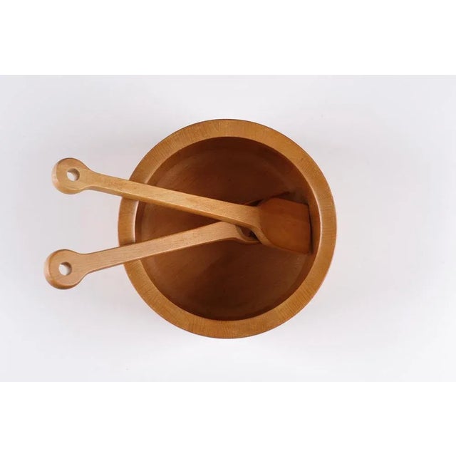 Mid-Century Modern Teak Salad Bowl and Utensils by Richard Nissen, Denmark, 1962, Set of 3 For Sale - Image 3 of 8