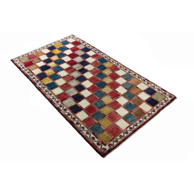 Mid-Century Modern Hand-Knotted Gabbeh Nomadic Rug For Sale - Image 3 of 11