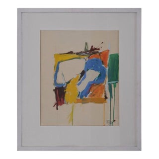Leopold Fare, Abstract Composition, Gouache Painting, 1960s For Sale