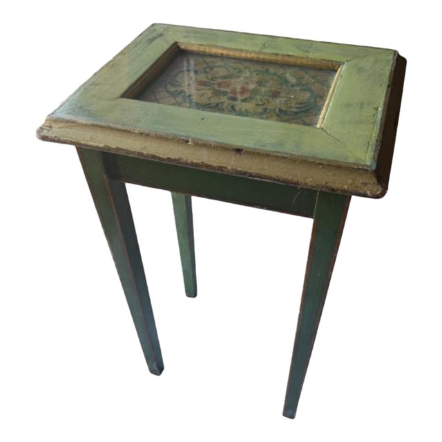 1930s Occasional or Cocktail Table by Furniture Stylists, Chicago Hand-Painted Florals Green Paint For Sale