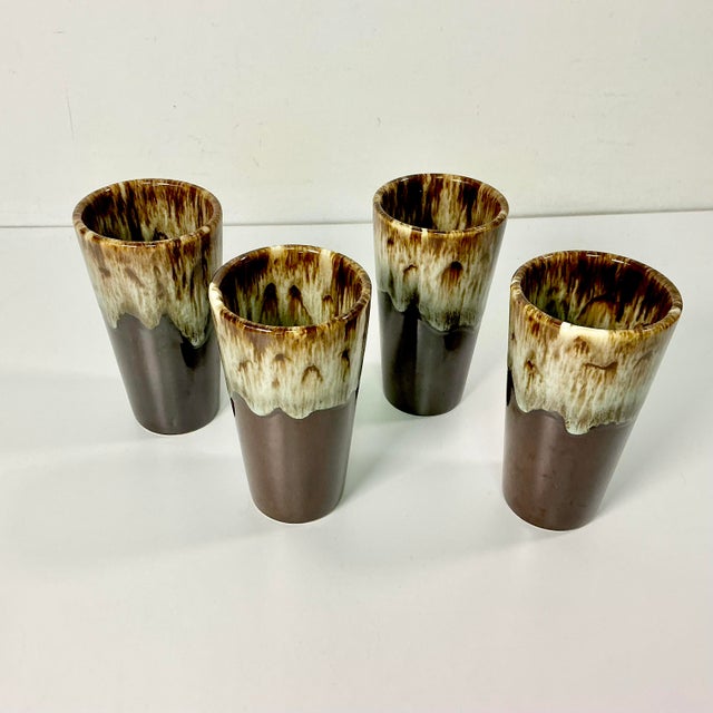 1980s Brutalist Boho Chic Arts & Crafts Lava Dripped Ironstone Glasses - Set of 8 For Sale - Image 13 of 13