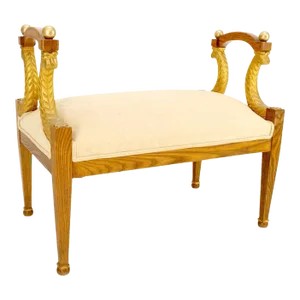 Baker Carved Gilt Dolphins Motif Window Hall Bench Quality