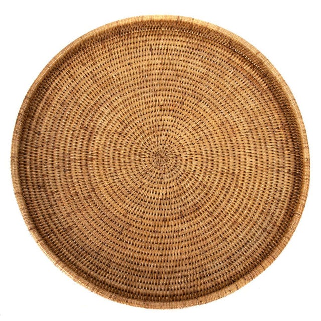 Artifacts Rattan Round Ottoman Tray in Honey Brown - 24" For Sale - Image 4 of 4