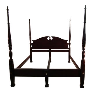 Sumter Solid Cherry King Size Rice Carved Poster Bed For Sale