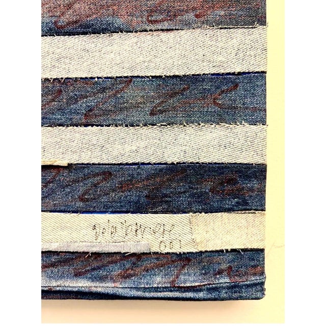 Pop Art Jean Jacques de la Verriere, Vintage 1970s Pop Art Americana Patriotic American Flag Denim Jeans Hand Sewn For Sale - Image 3 of 4