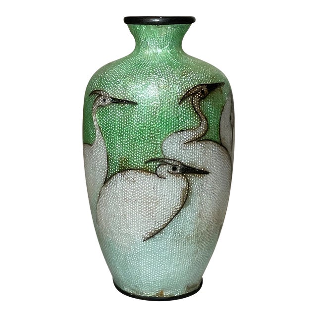 Antique 19th Century Japanese Meiji Miniature Foil Enamel Signed Bronze Vase Urn For Sale